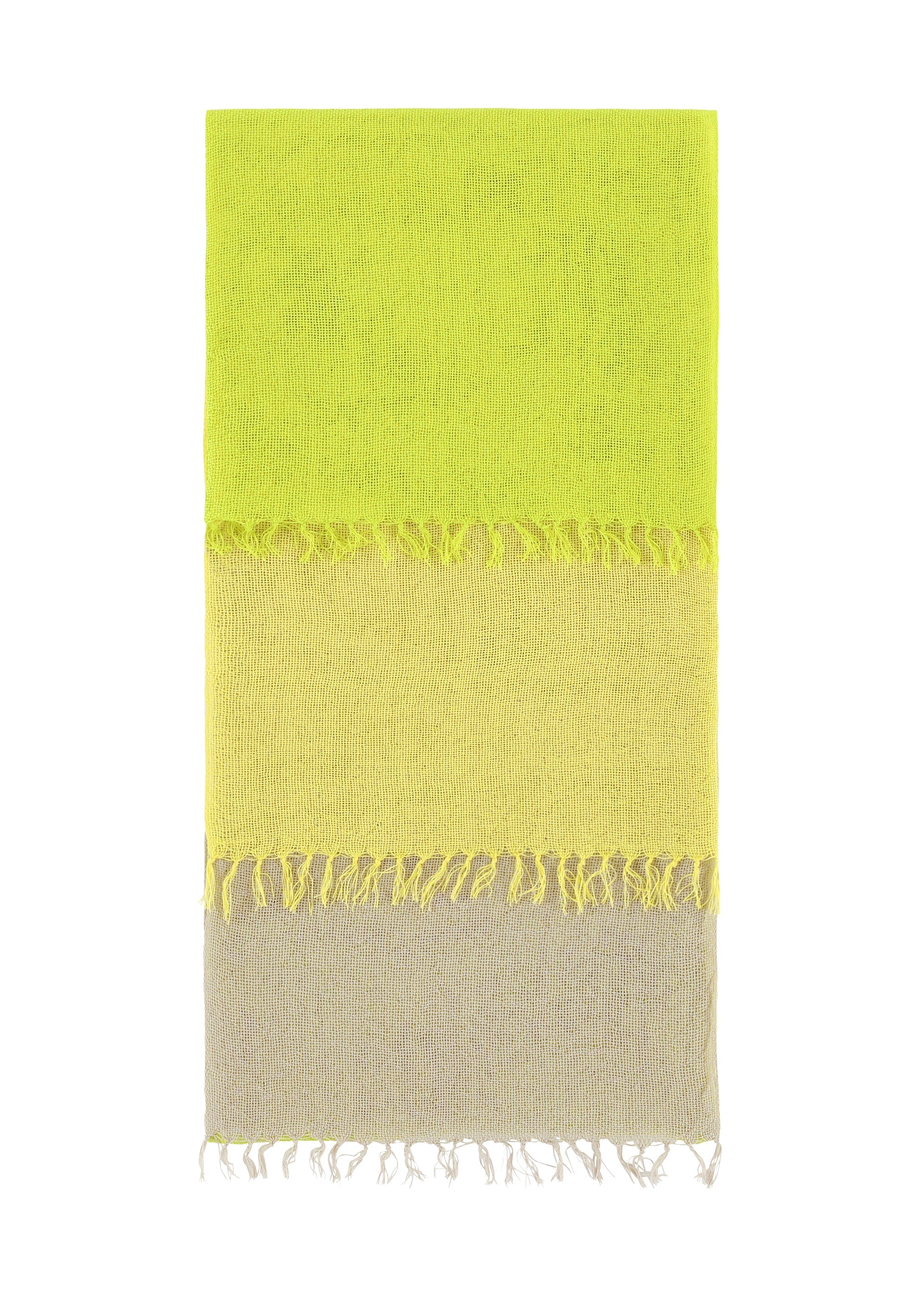 A product shot of the ISSEY MIYAKE SLITS STOLE stole in yellow (57), recurring_style.