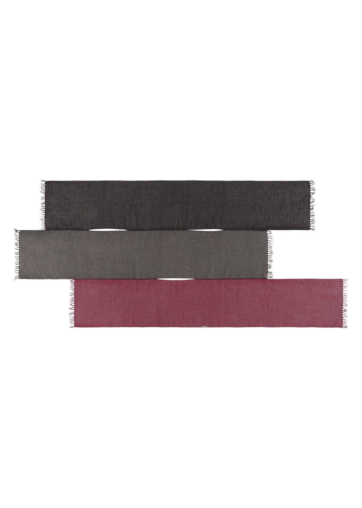 A detail shot of the ISSEY MIYAKE SLITS STOLE stole.