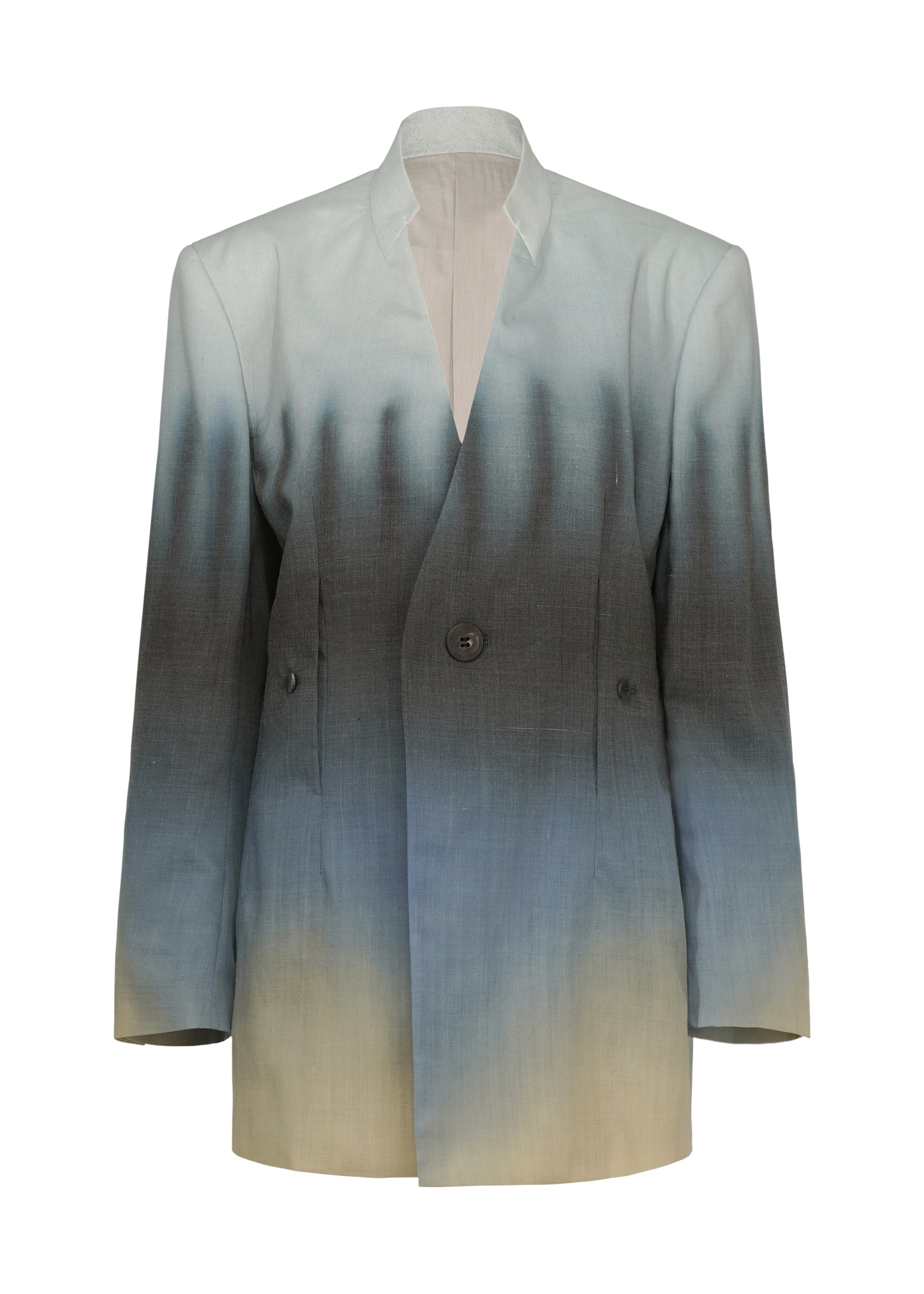 A product shot of the ISSEY MIYAKE PLUMAGE jacket in starling.