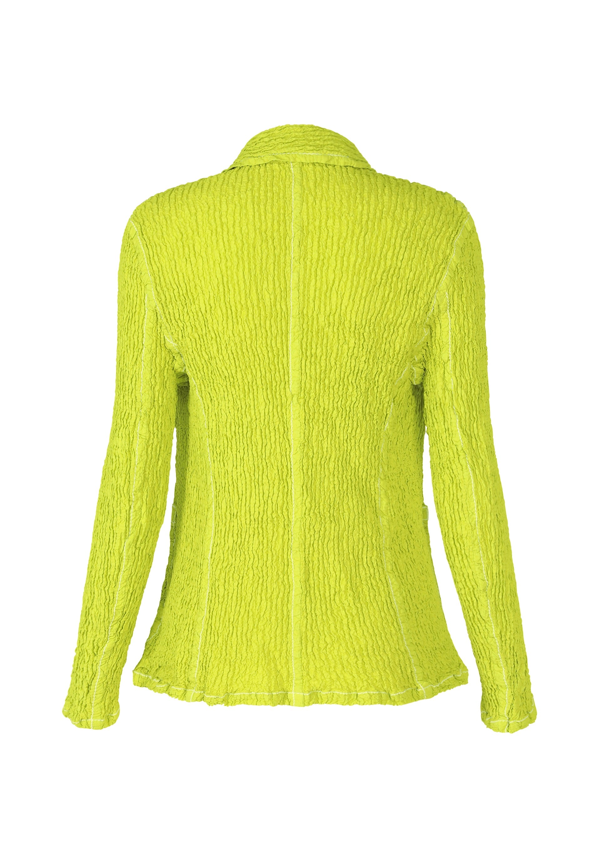 A detail shot of the ISSEY MIYAKE WAVELET ENSEMBLE jacket.