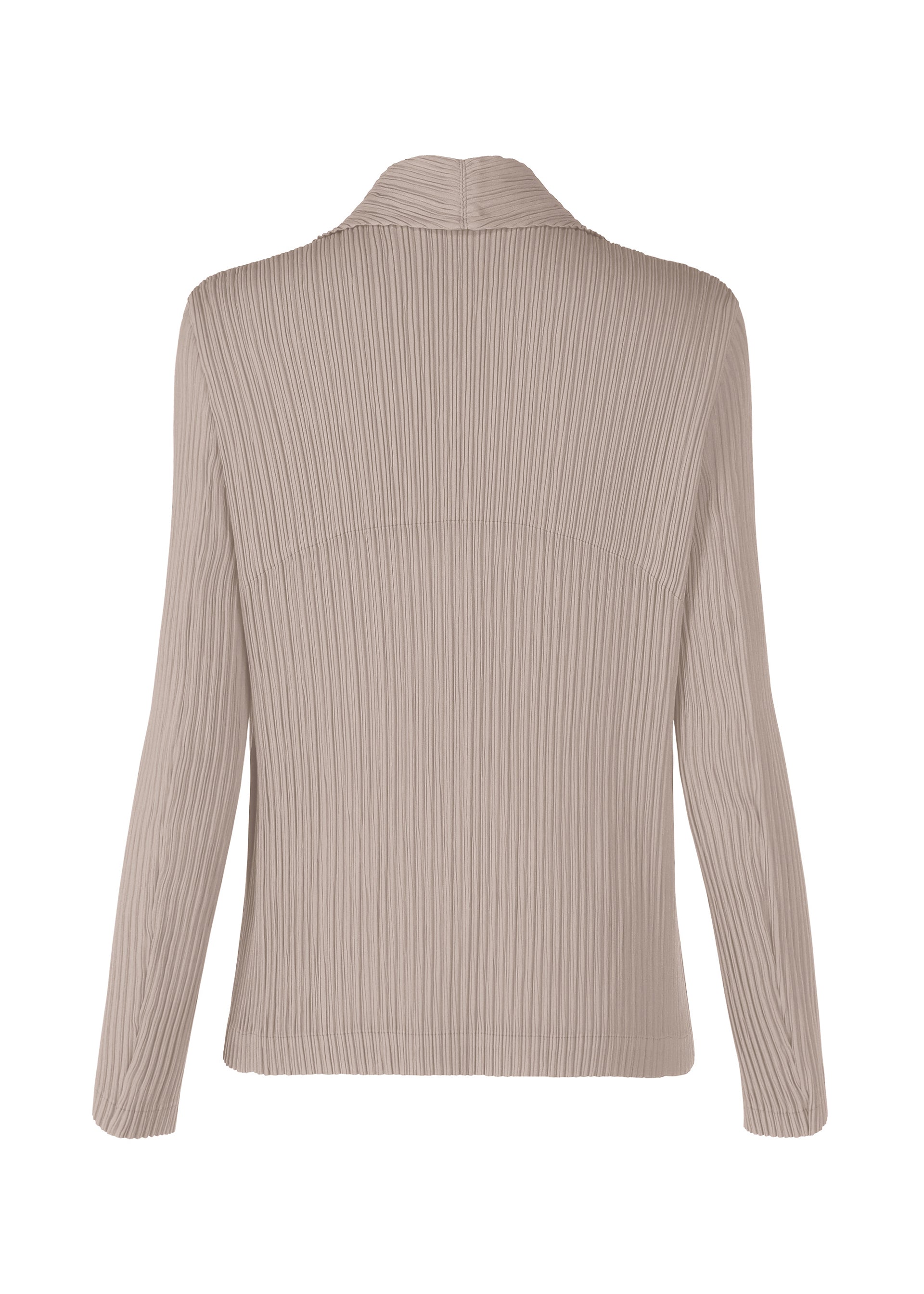 A detail shot of the ISSEY MIYAKE HATCHING PLEATS prêt à porter.