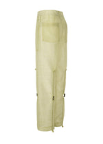 A detail shot of the Issey Miyake DRAW TO FORM pants.