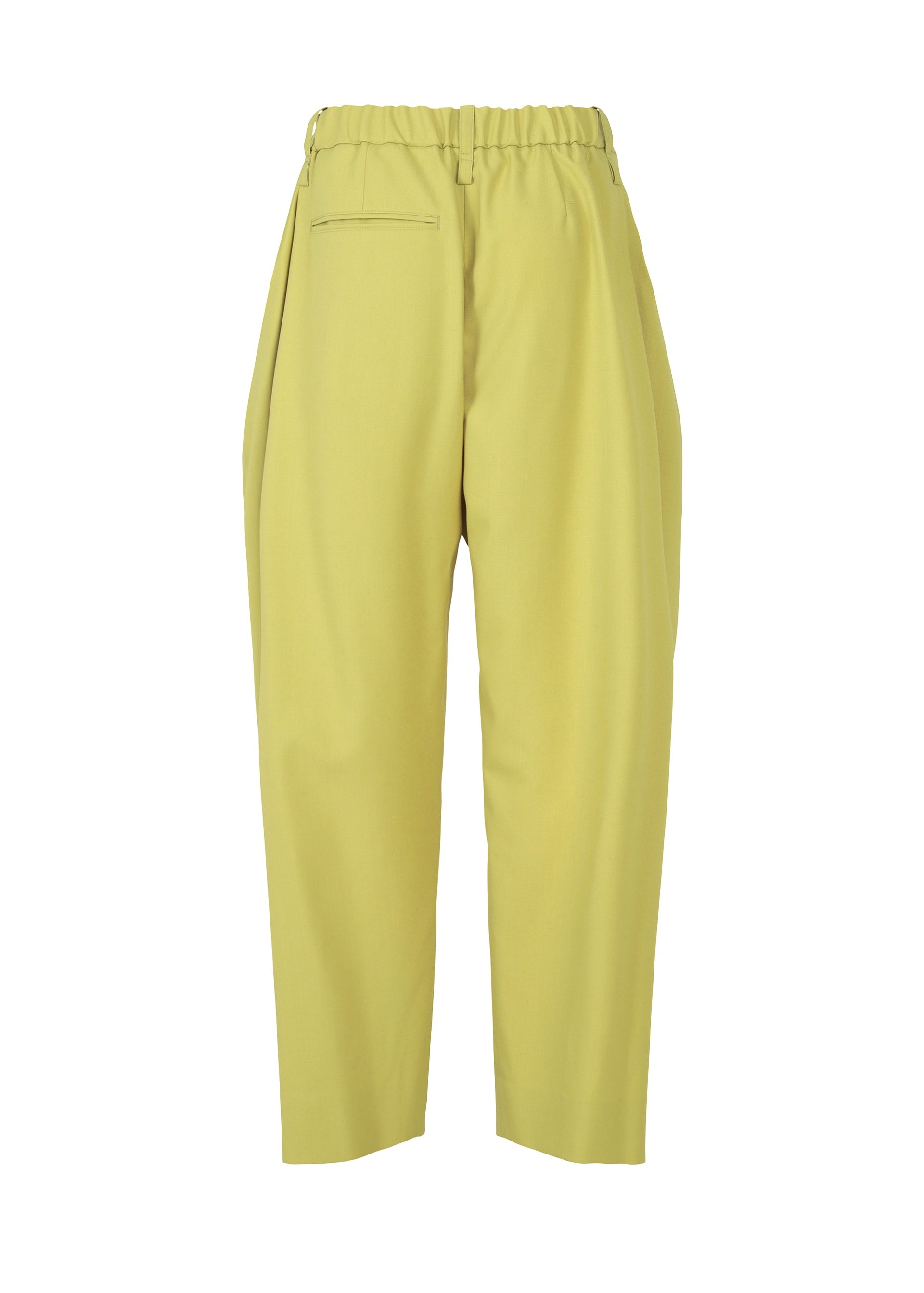 A detail shot of the Issey Miyake BELTED WOOL PANTS prêt à porter.