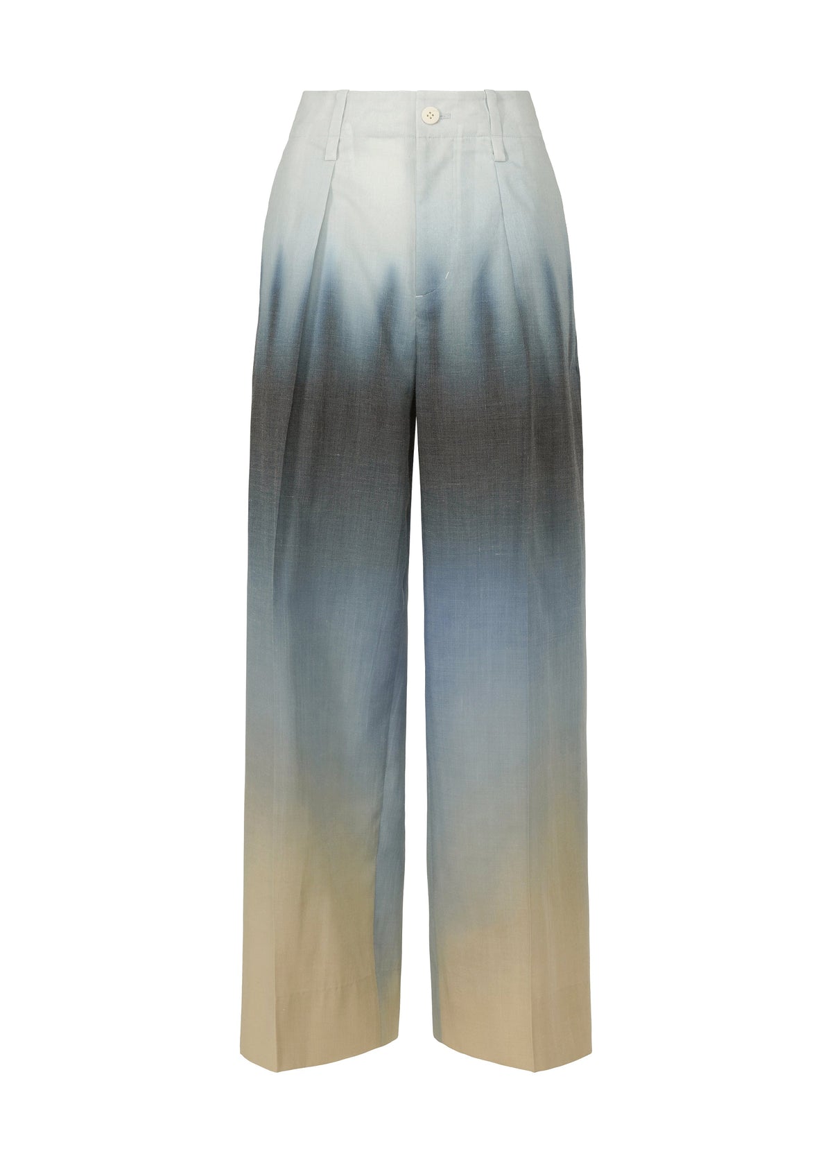 A product shot of the ISSEY MIYAKE PLUMAGE trousers in starling.