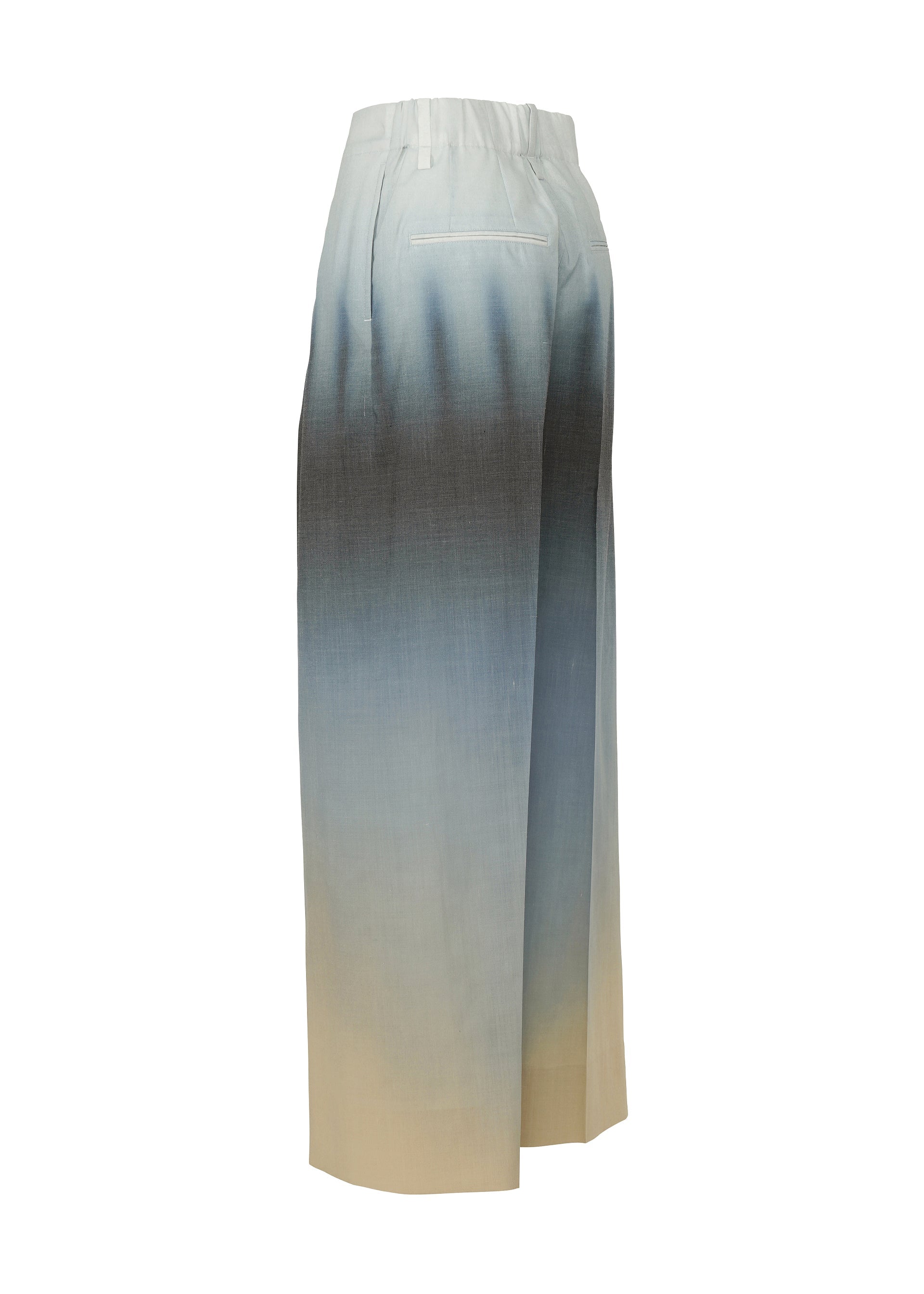 A detail shot of the ISSEY MIYAKE PLUMAGE trousers.