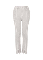 A product shot of the ISSEY MIYAKE WAVELET ENSEMBLE pants in grey (11), recurring_style.