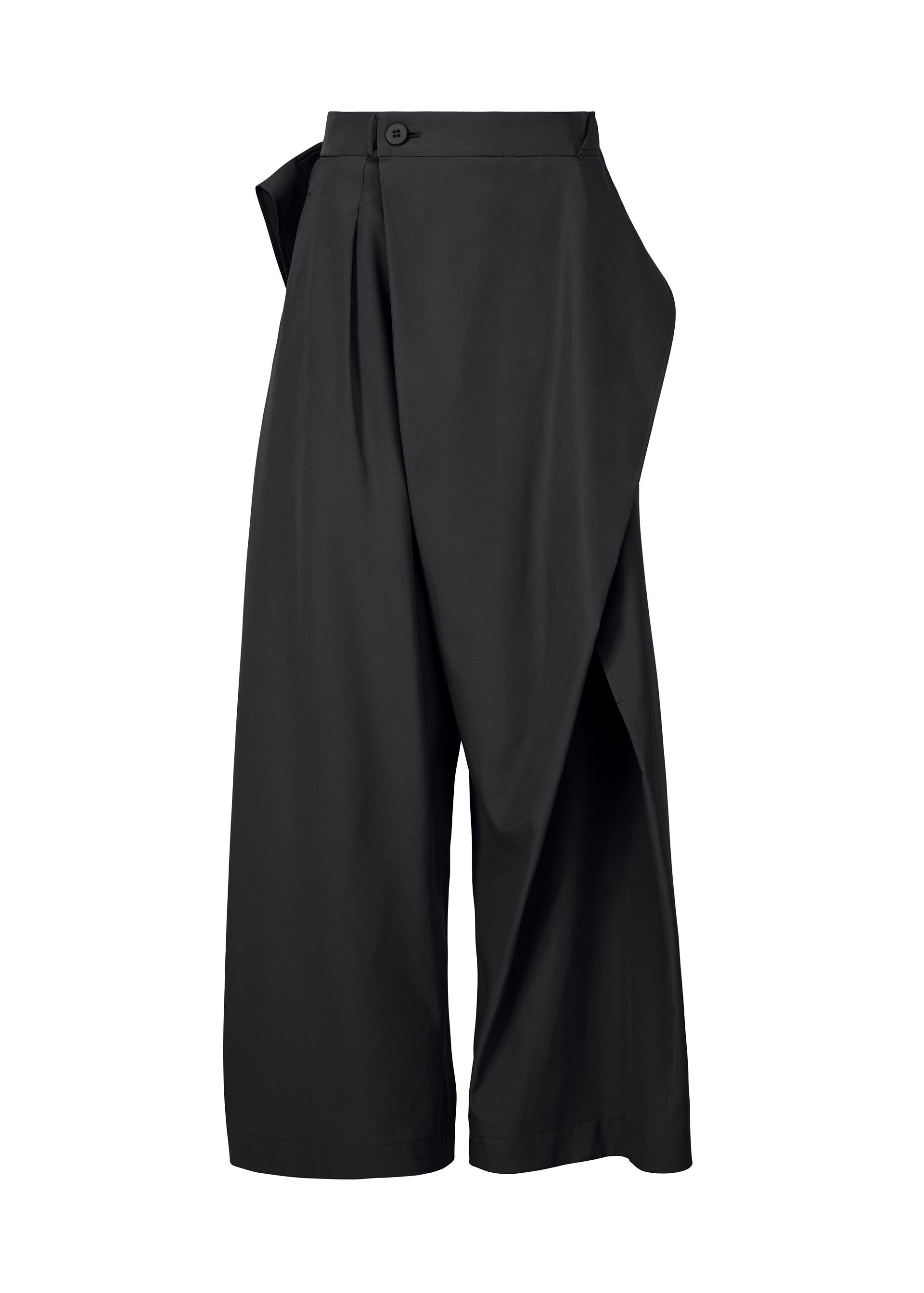A product shot of the ISSEY MIYAKE FLUTTERING PANTS pants in black (15), recurring_style.