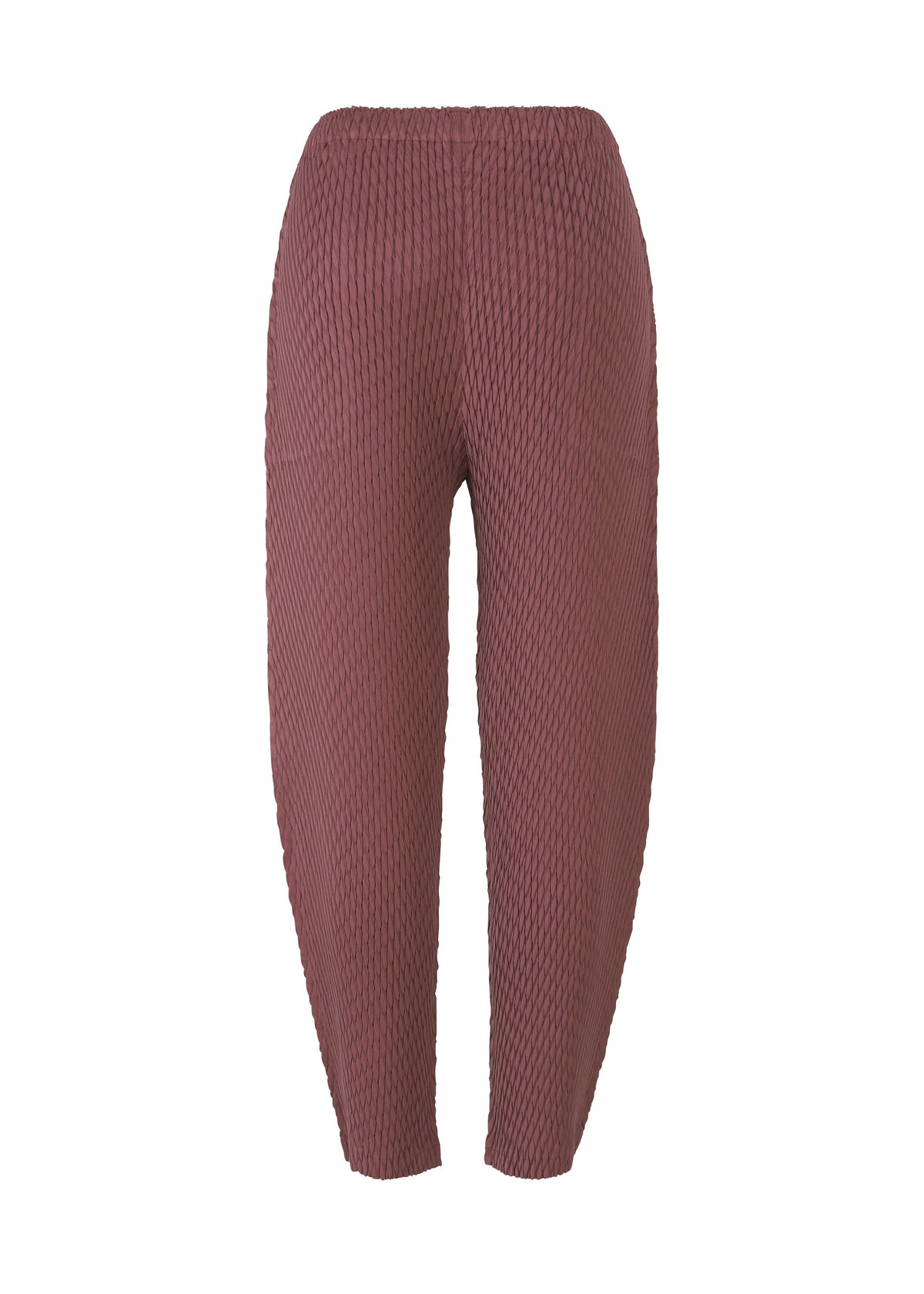 A detail shot of the ISSEY MIYAKE SLEEK PLEATS pants.