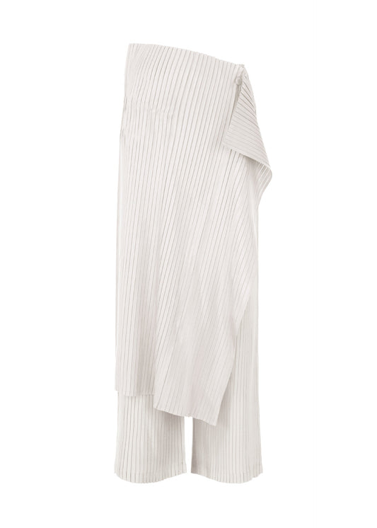 A product shot of the ISSEY MIYAKE PLEATED ON PLEATS pants in grey (11), recurring_style.