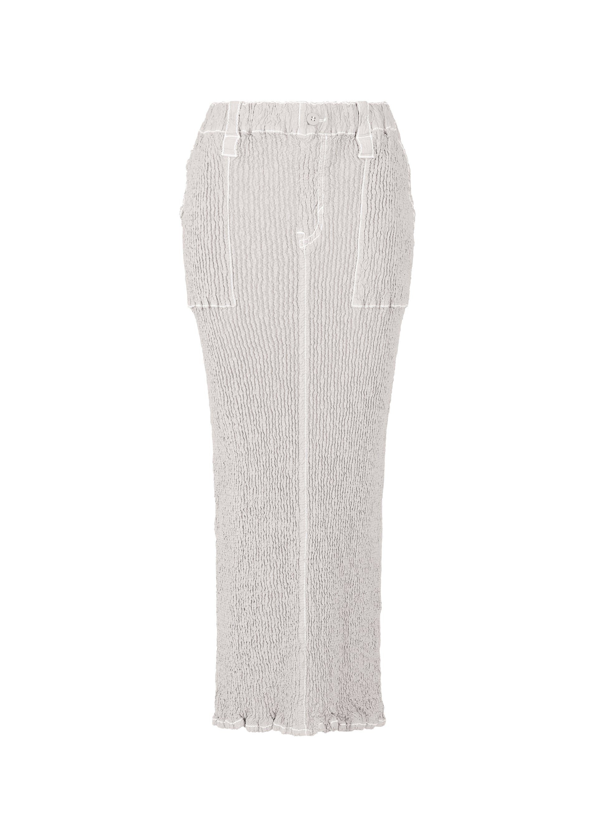 A product shot of the ISSEY MIYAKE WAVELET ENSEMBLE skirt in grey (11), recurring_style.