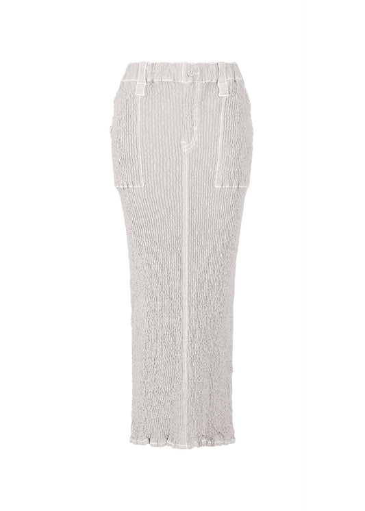 A product shot of the ISSEY MIYAKE WAVELET ENSEMBLE skirt in grey (11), recurring_style.