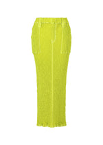 A product shot of the ISSEY MIYAKE WAVELET ENSEMBLE skirt in green (64), recurring_style.