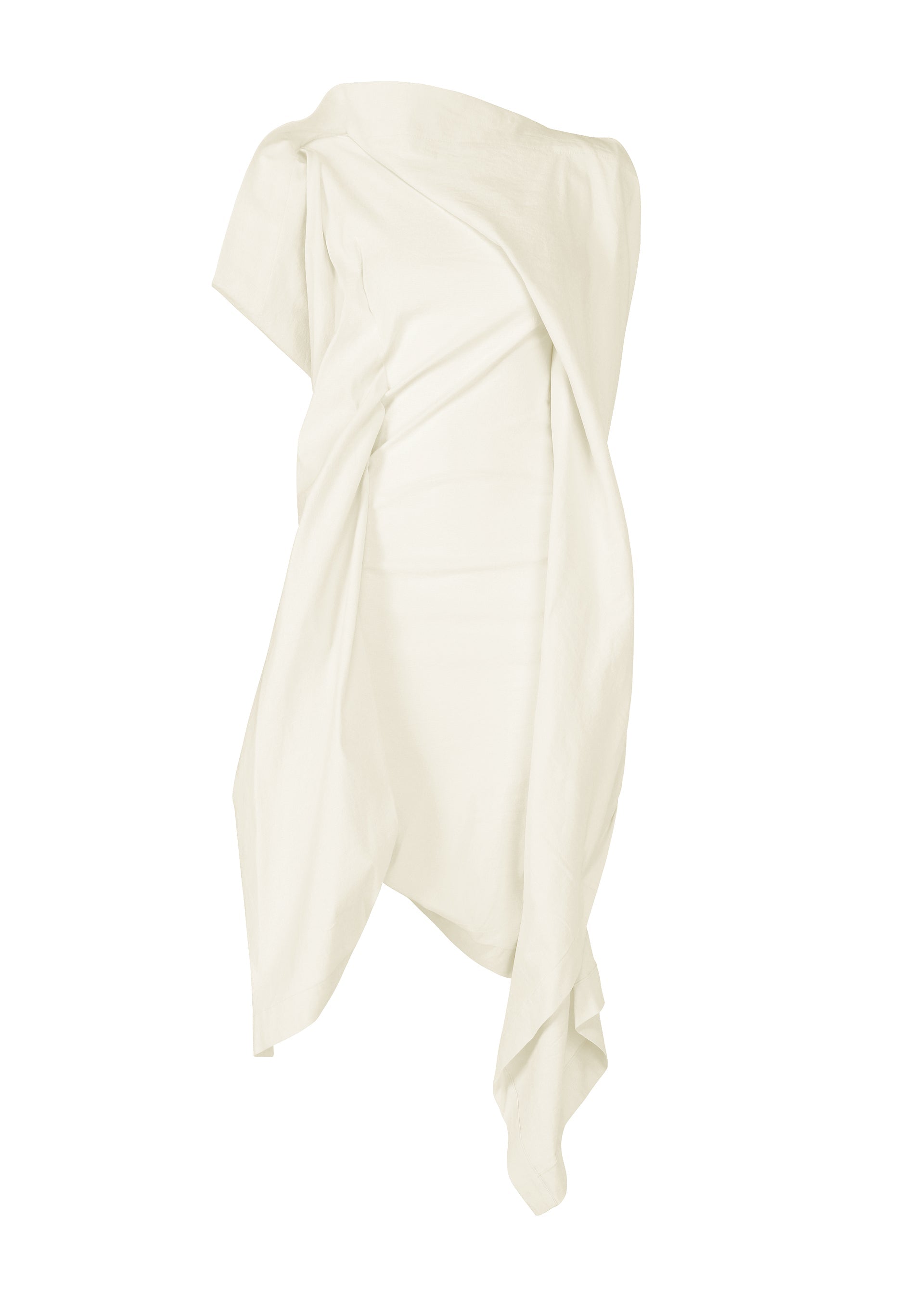 A product shot of the ISSEY MIYAKE CONCEALED dress in white.