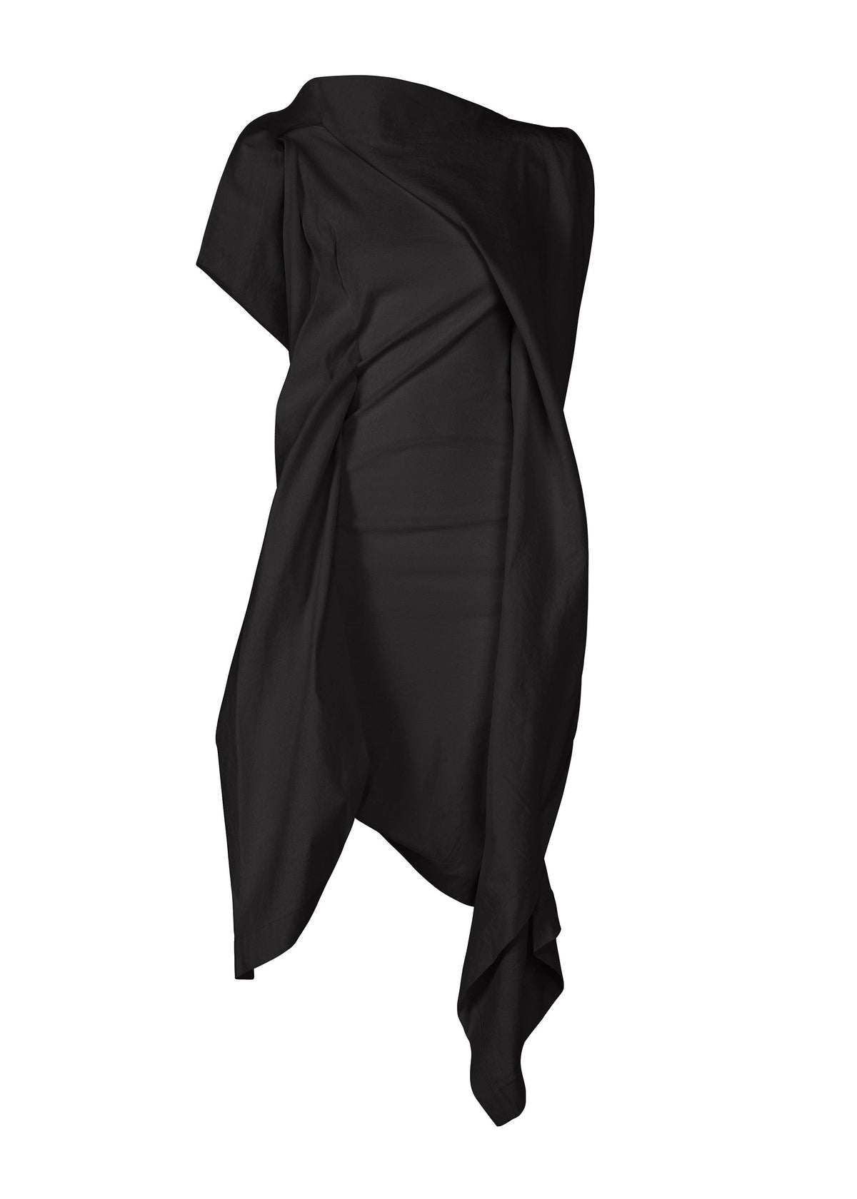 A product shot of the ISSEY MIYAKE CONCEALED dress in black.