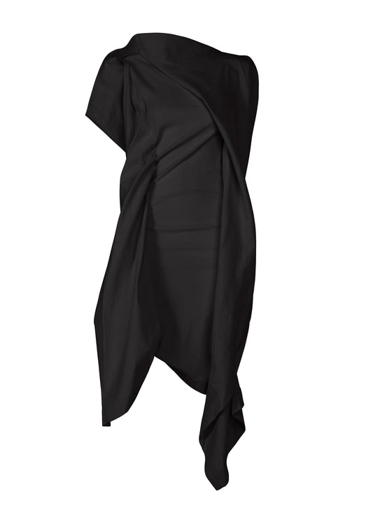 A product shot of the ISSEY MIYAKE CONCEALED dress in black.