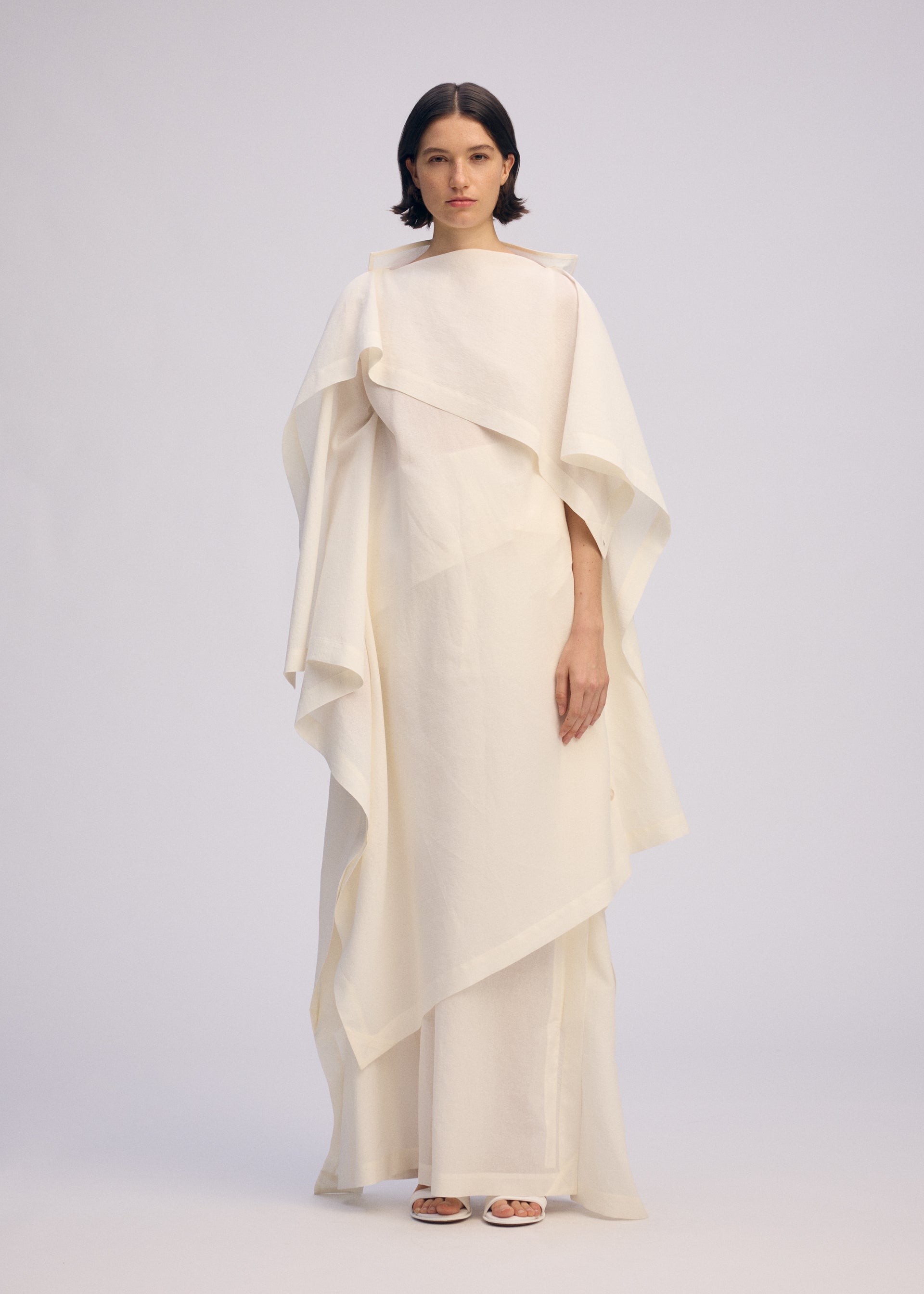 issey miyake white dress LONG LINEN WITH DRAPED NECK 1998 Please note this in advance. Introducing Items ENVISION ISSEY