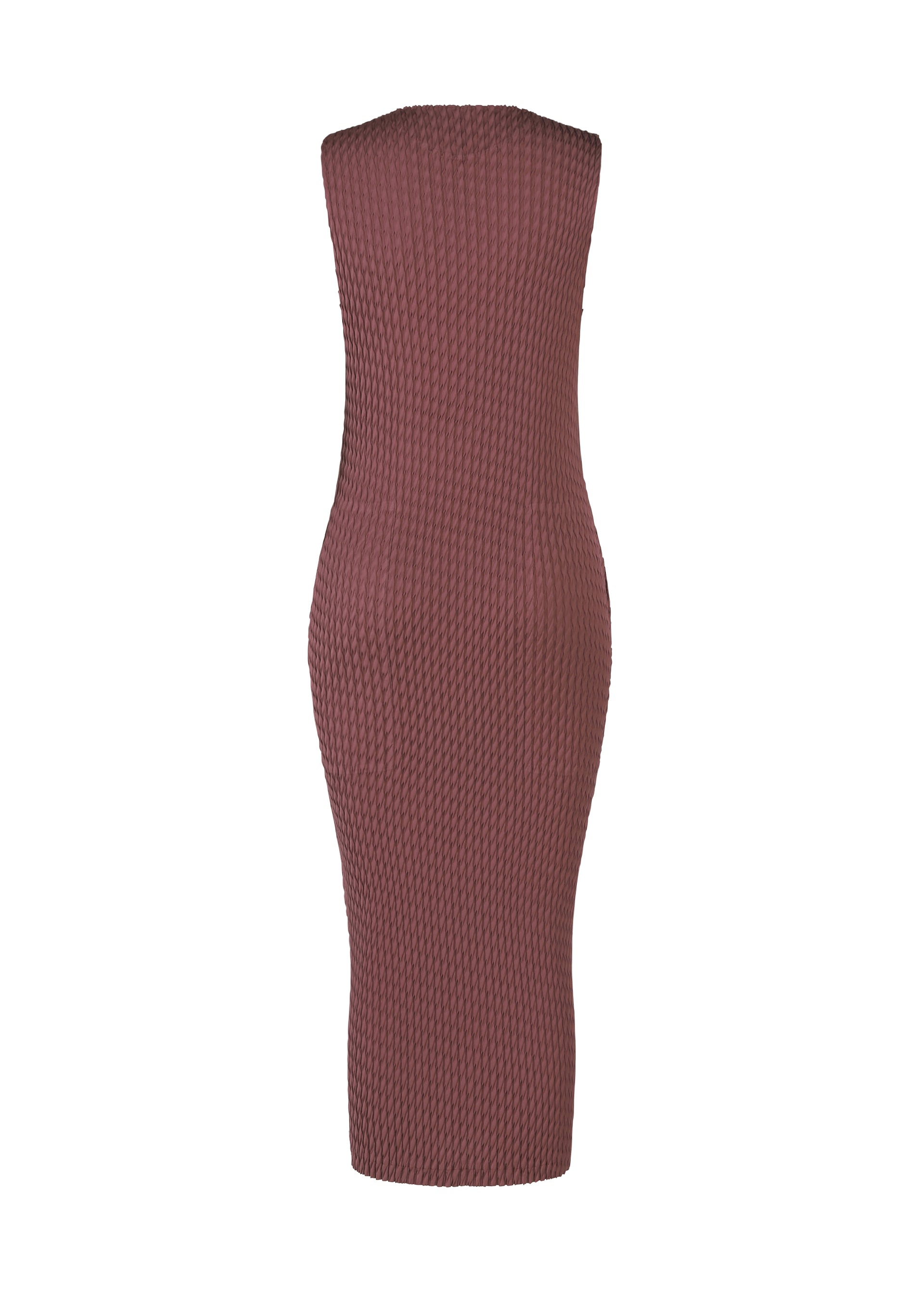 A detail shot of the ISSEY MIYAKE SLEEK PLEATS dress.