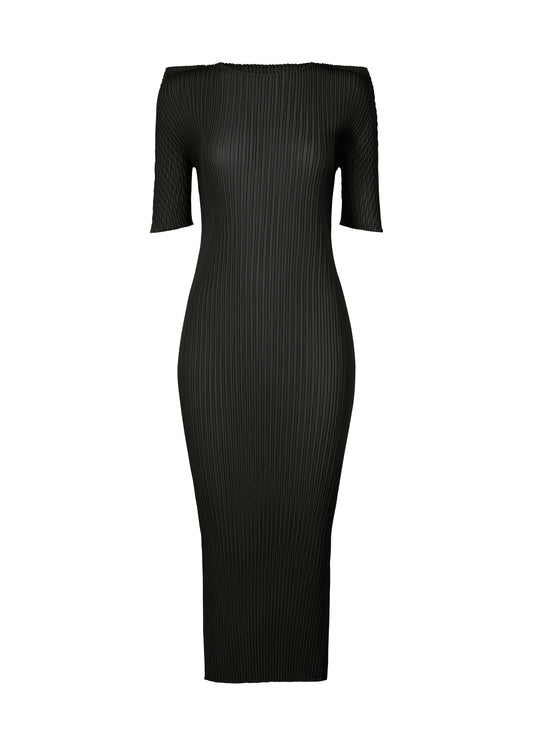 BOX SHOULDER PLEATS Dress Black