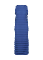 A product shot of the ISSEY MIYAKE SPRING PLEATS dress in starling blue.