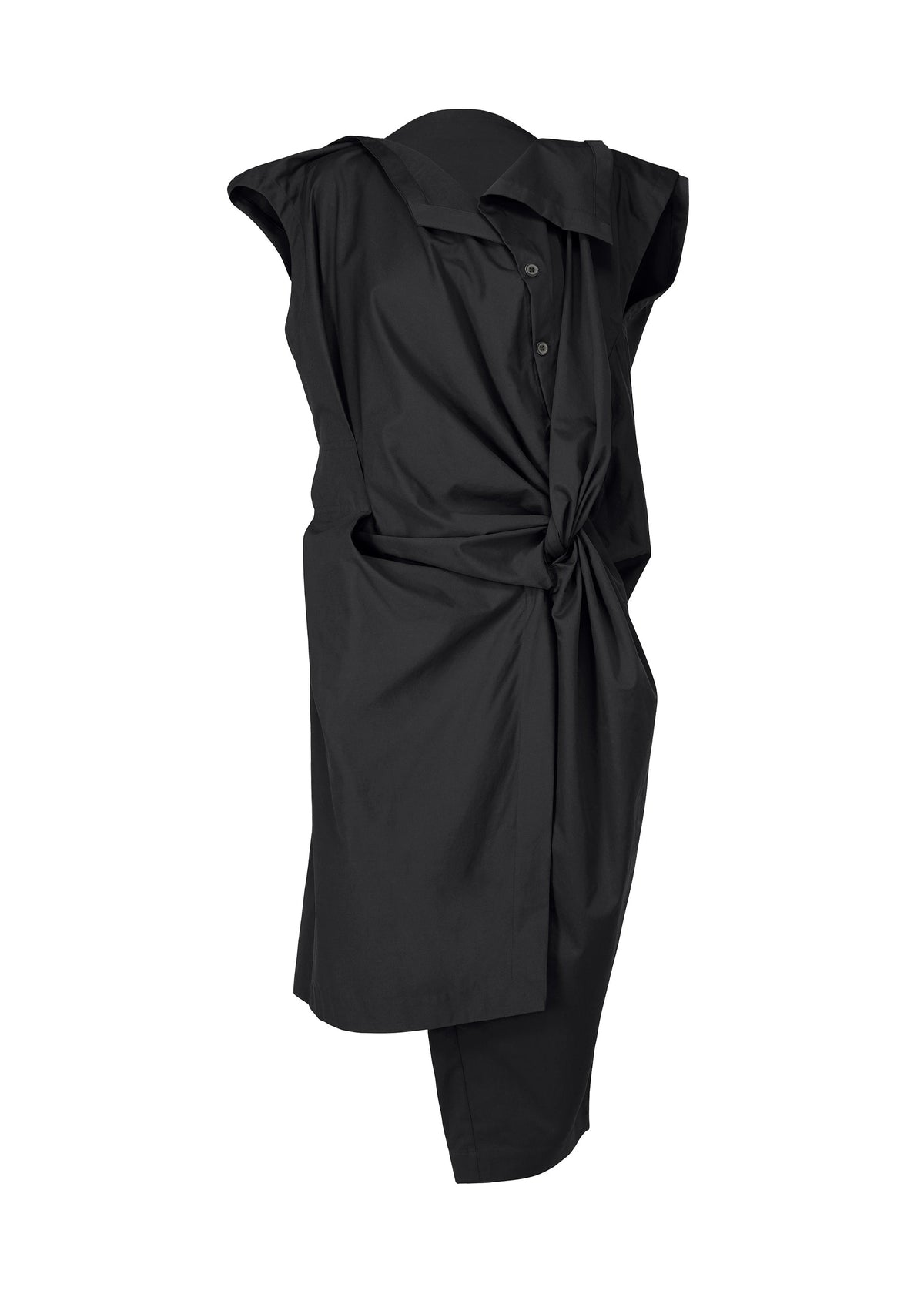 A product shot of the ISSEY MIYAKE TWISTED DRAPE jumpsuit in black (15), recurring_style.