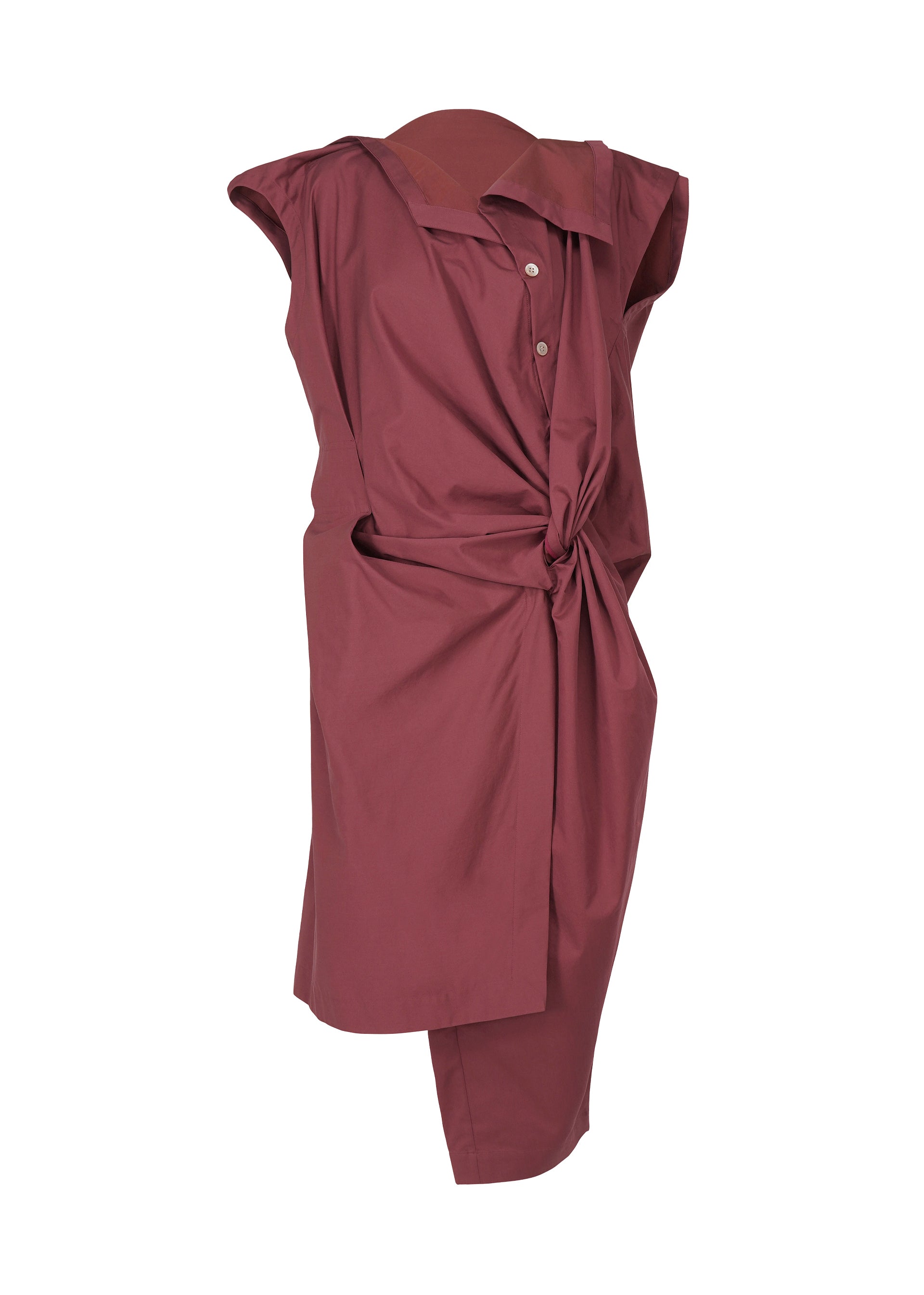 A product shot of the ISSEY MIYAKE TWISTED DRAPE jumpsuit in purple (85), recurring_style.
