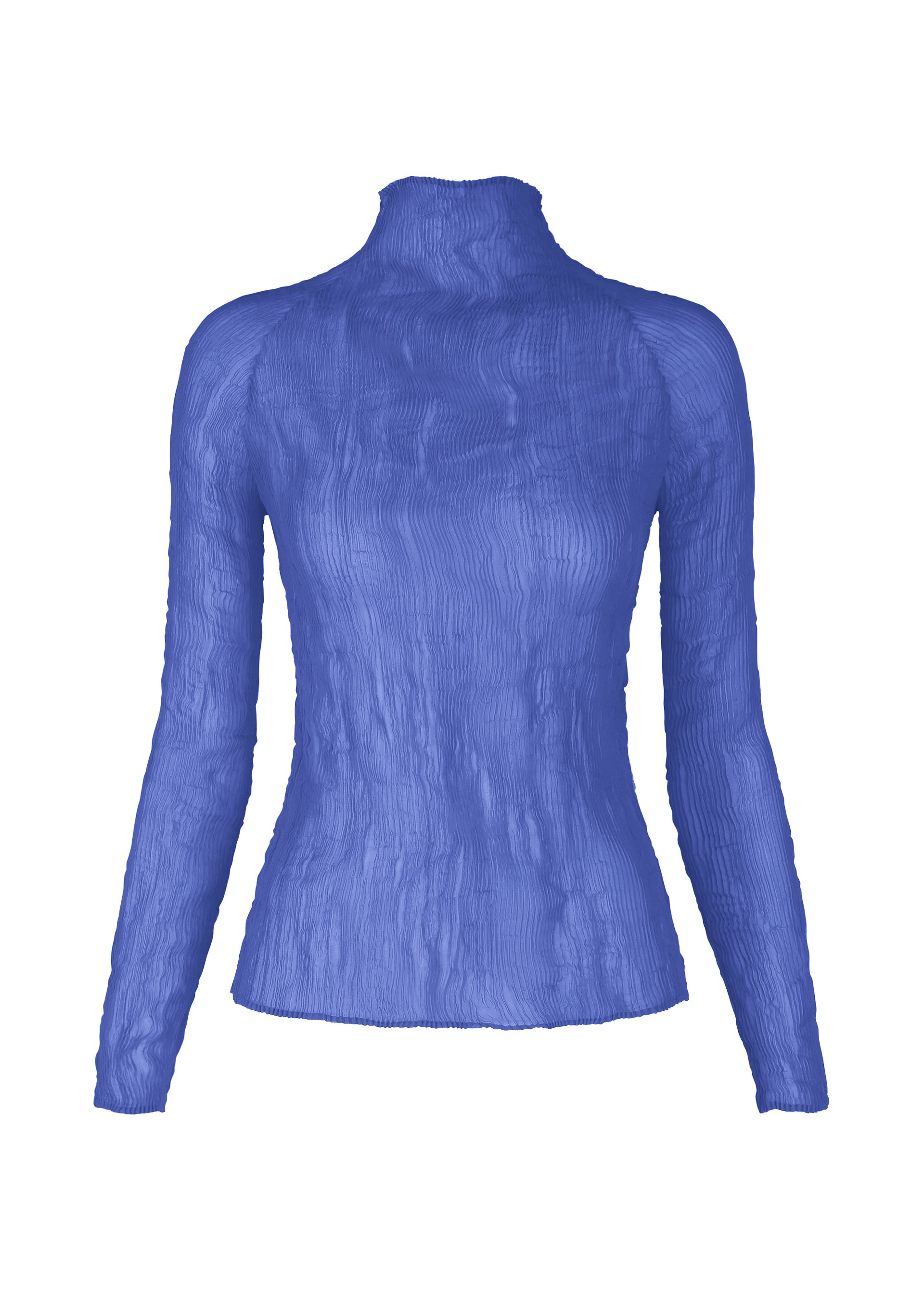 A product shot of the ISSEY MIYAKE CHIFFON TWIST 3 shirt in blue (74), recurring_style, restock.