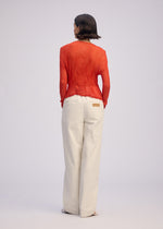 A model wears the Issey Miyake CHIFFON TWIST 2 prêt à porter.