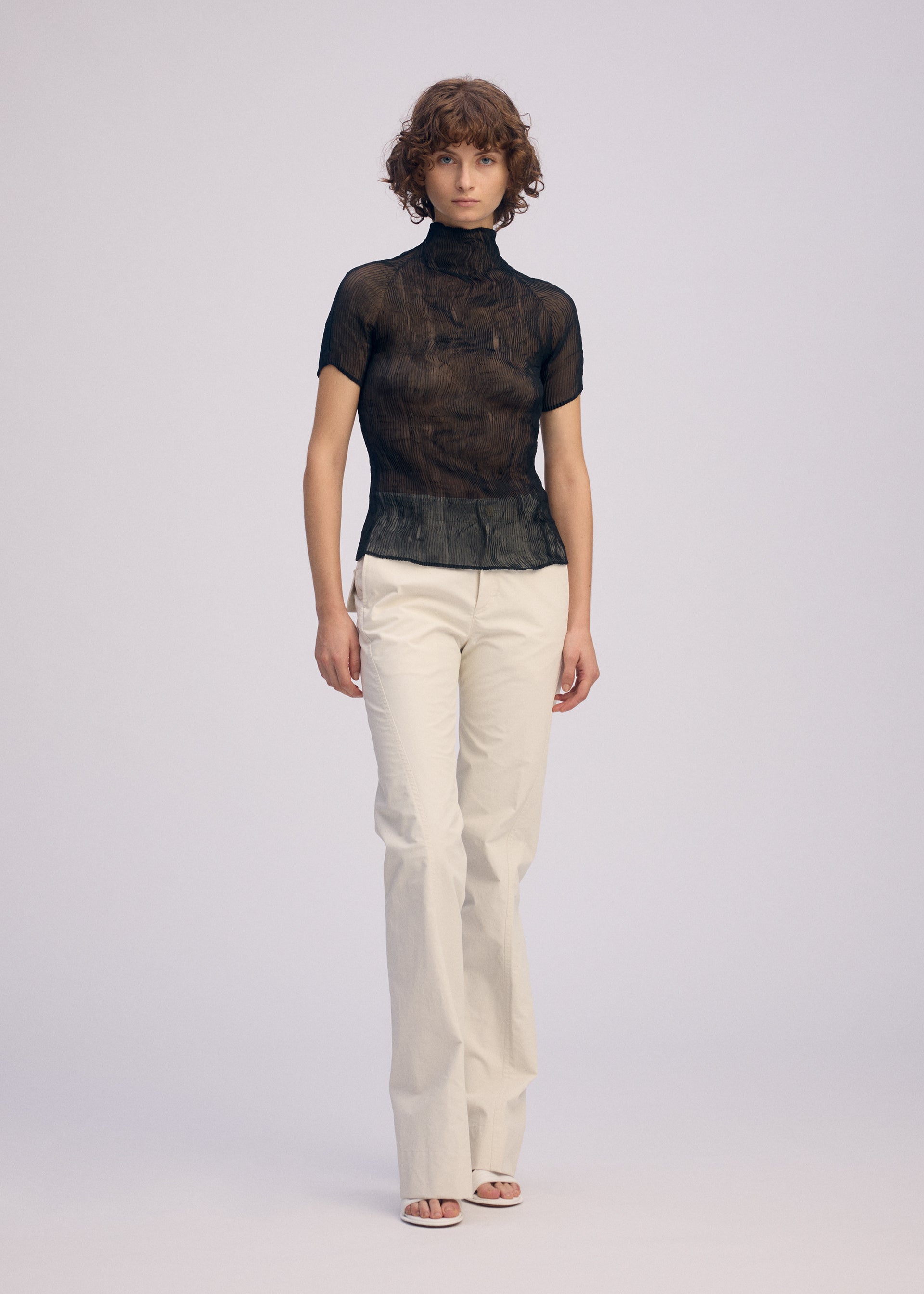 CHIFFON TWIST BK/WT-66 Top White – ISSEY MIYAKE EU