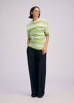 A model wears the Issey Miyake GENERIC WEAR?STRIPES prêt à porter.