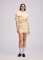 A model wears the Issey Miyake GENERIC WEAR?STRIPES prêt à porter.