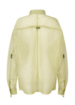 A detail shot of the Issey Miyake DRAW TO FORM shirt.