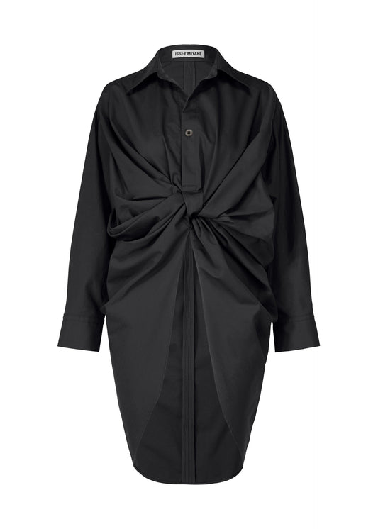 A product shot of the ISSEY MIYAKE TWISTED DRAPE shirt in black (15), recurring_style.