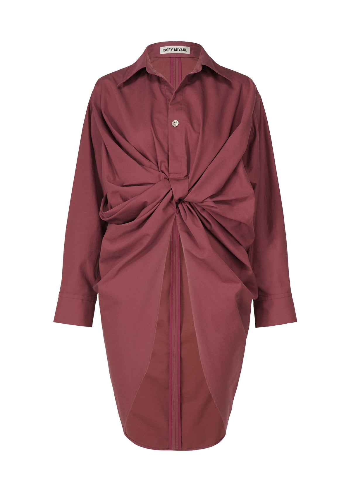 A product shot of the ISSEY MIYAKE TWISTED DRAPE shirt in purple (85), recurring_style.