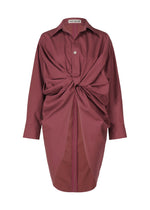 A product shot of the ISSEY MIYAKE TWISTED DRAPE shirt in purple (85), recurring_style.