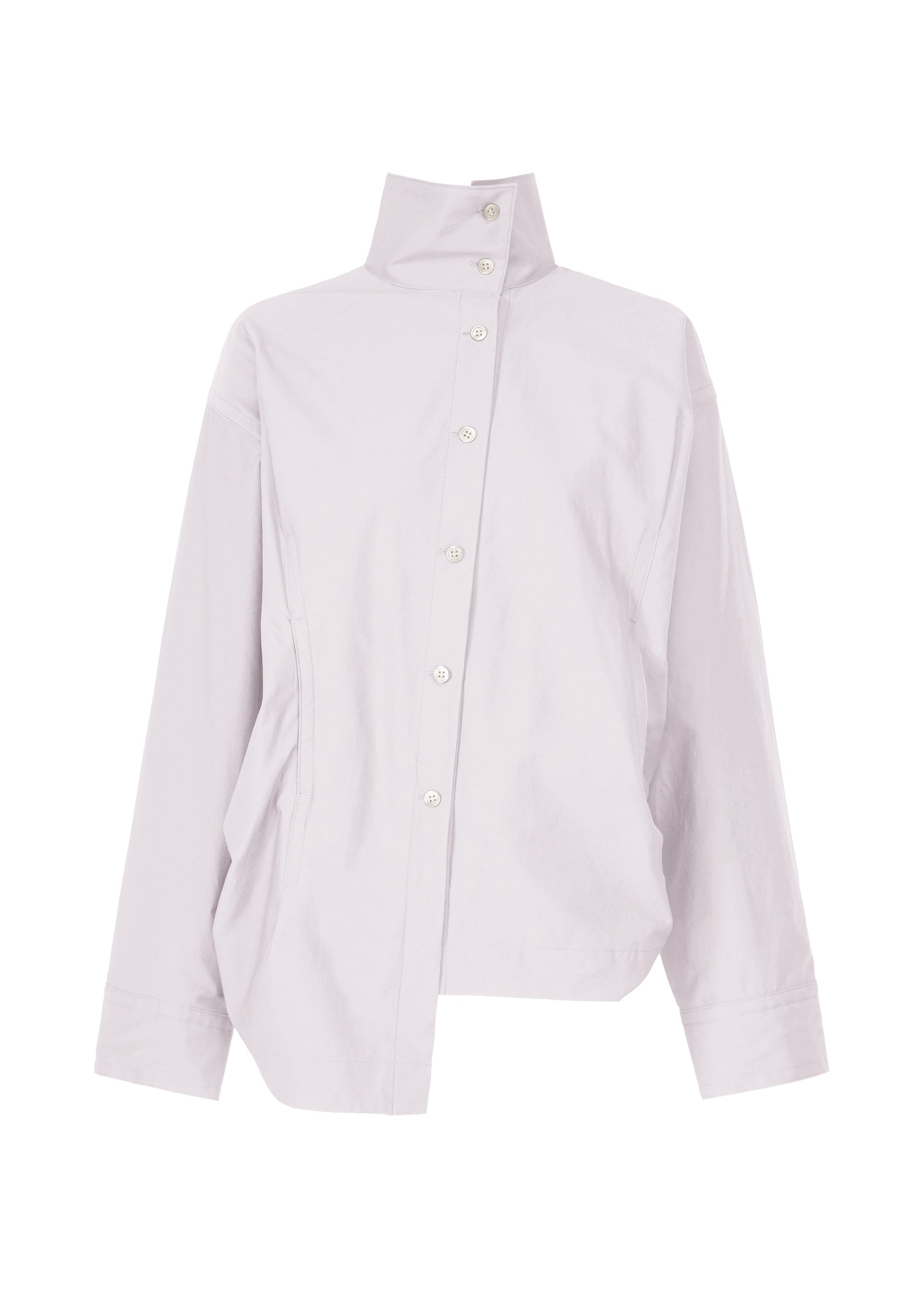 A product shot of the ISSEY MIYAKE TWISTED DRAPE shirt in grey (11), recurring_style.