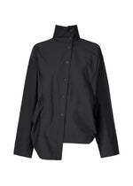 A product shot of the ISSEY MIYAKE TWISTED DRAPE shirt in black (15), recurring_style.
