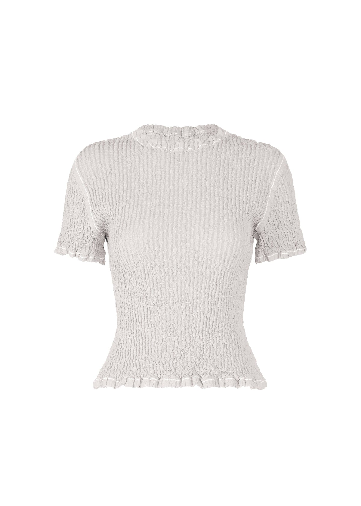 A product shot of the ISSEY MIYAKE WAVELET ENSEMBLE shirt in grey (11), recurring_style.