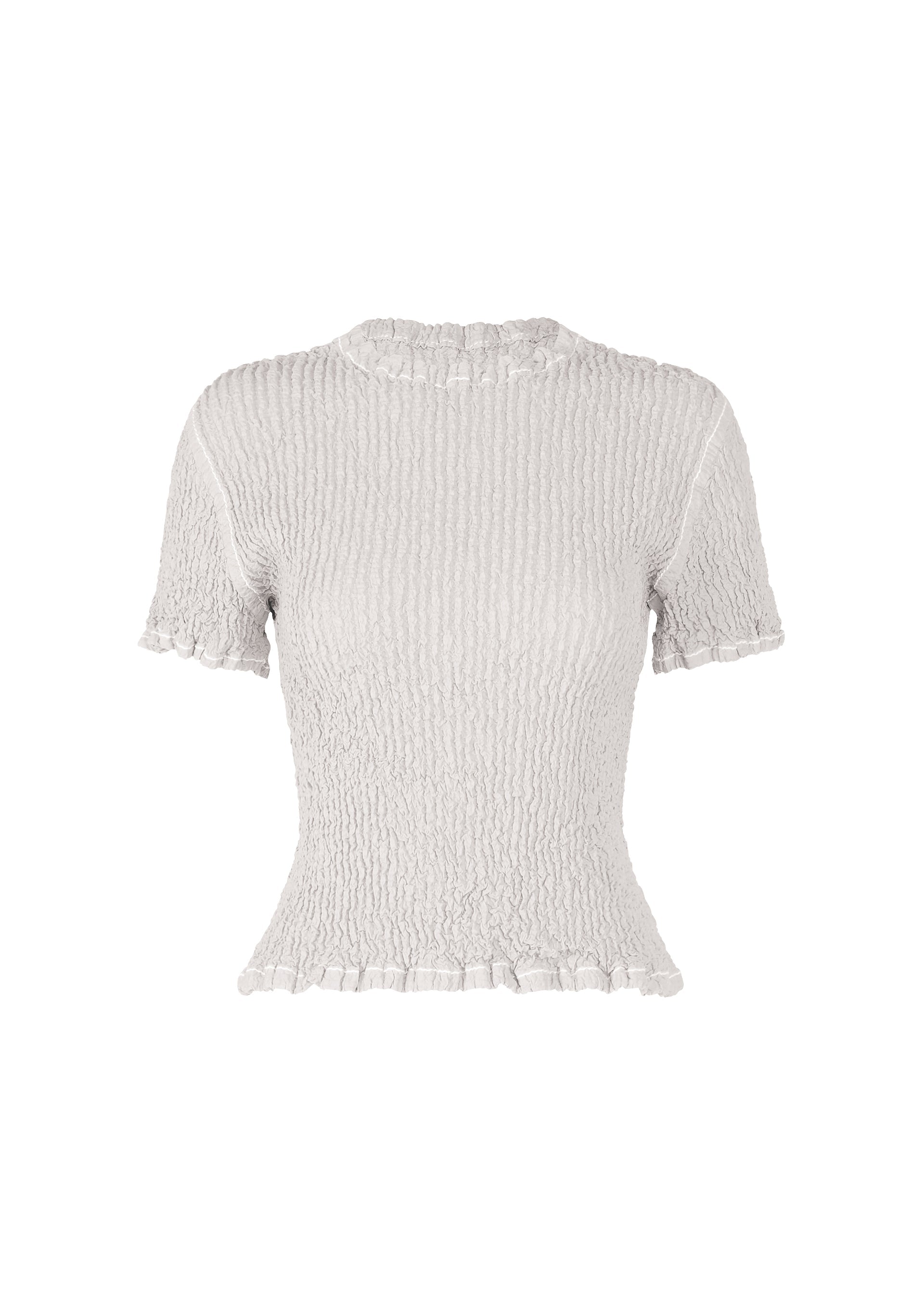 A product shot of the ISSEY MIYAKE WAVELET ENSEMBLE shirt in grey (11), recurring_style.