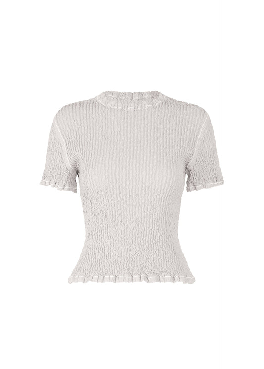 A product shot of the ISSEY MIYAKE WAVELET ENSEMBLE shirt in grey (11), recurring_style.