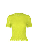 A product shot of the ISSEY MIYAKE WAVELET ENSEMBLE shirt in green (64), recurring_style.
