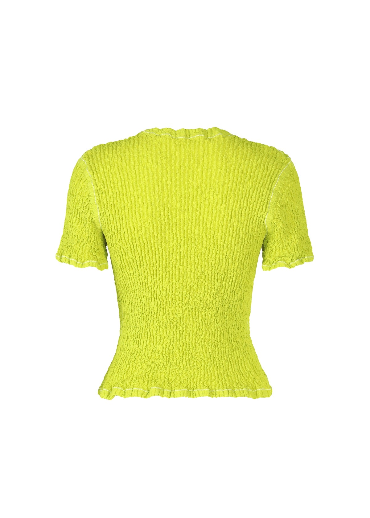 A detail shot of the ISSEY MIYAKE WAVELET ENSEMBLE shirt.