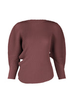 A product shot of the ISSEY MIYAKE MISTY PLEATS shirt in burgundy.