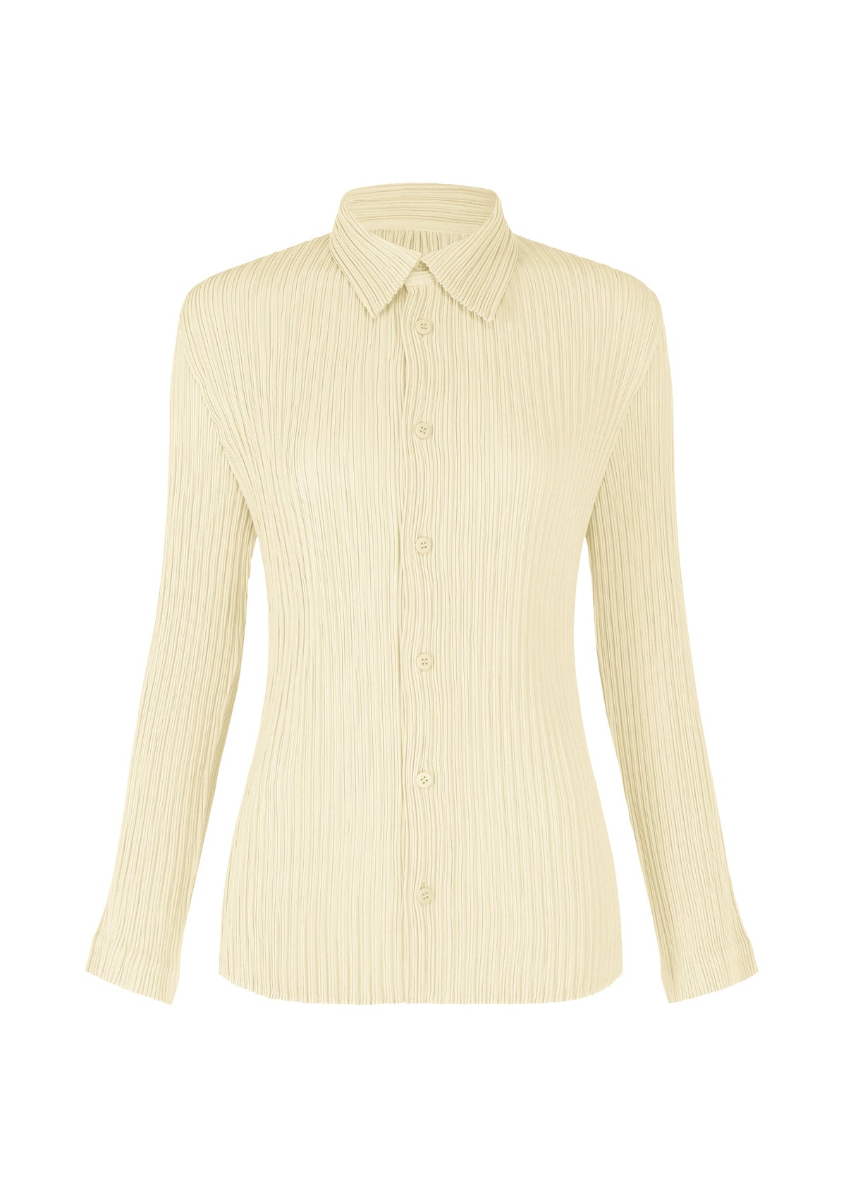 A product shot of the ISSEY MIYAKE HATCHING PLEATS prêt à porter in special white (02).