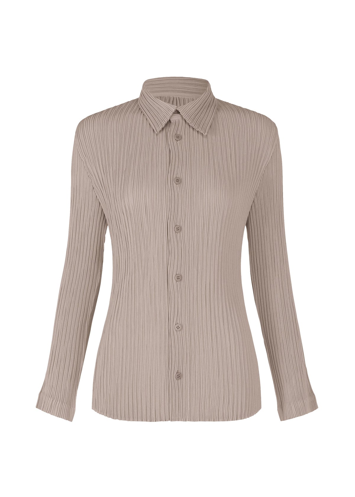 A product shot of the ISSEY MIYAKE HATCHING PLEATS prêt à porter in grey (10).