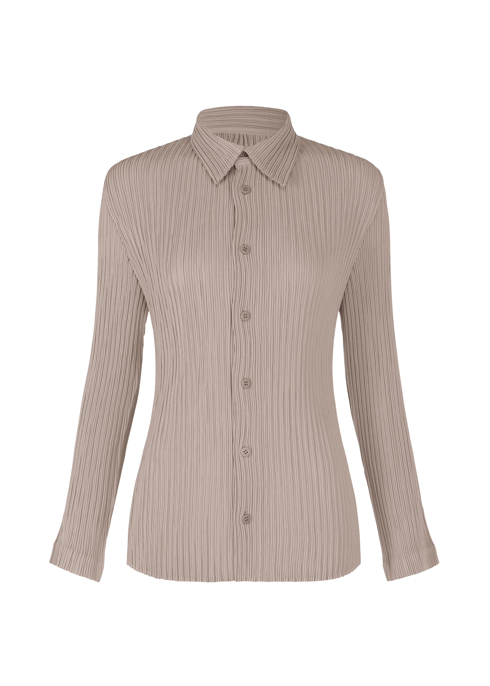 A product shot of the ISSEY MIYAKE HATCHING PLEATS prêt à porter in grey (10).