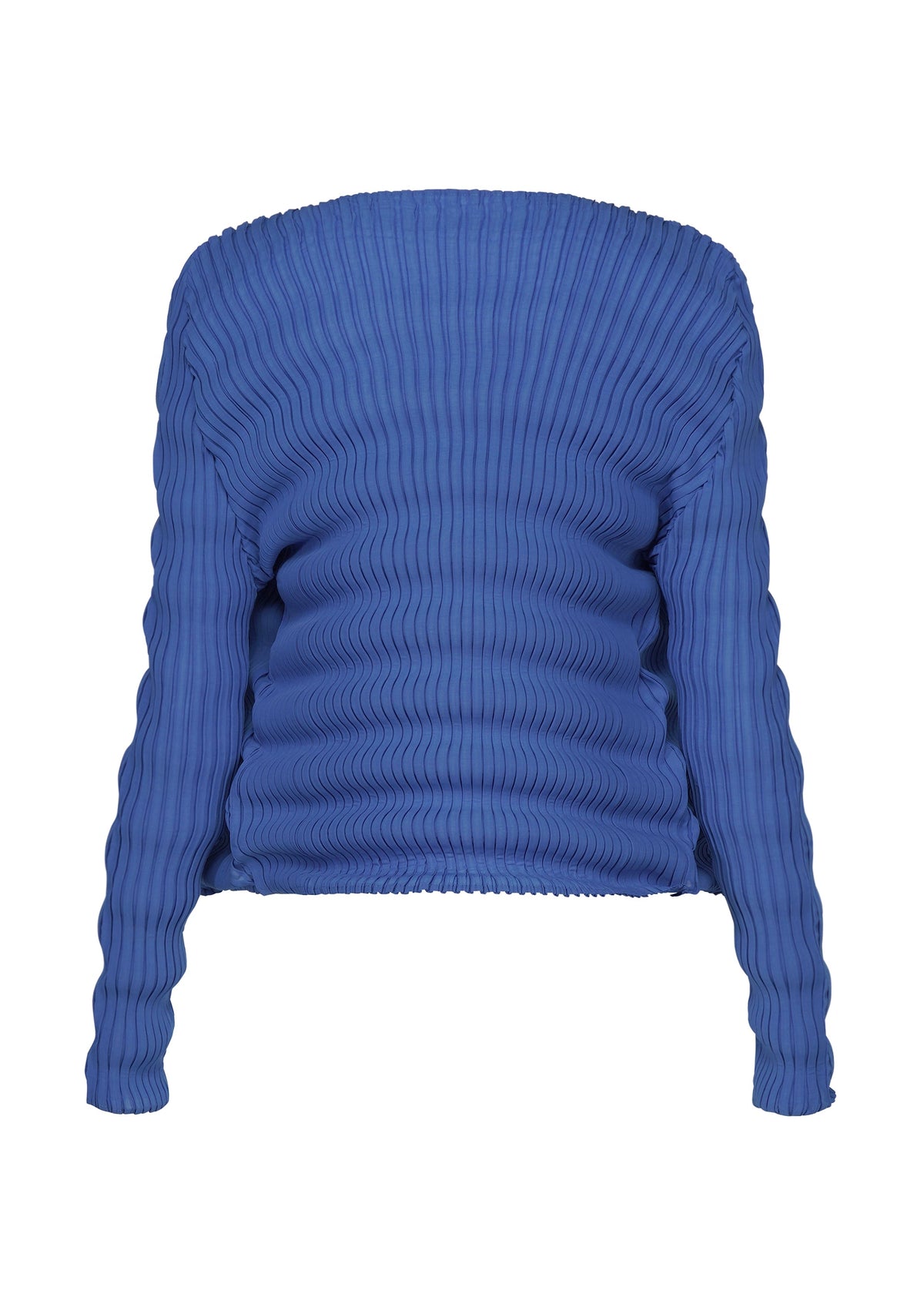 A detail shot of the ISSEY MIYAKE SPRING PLEATS cardigan.