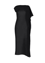 A product shot of the ISSEY MIYAKE CONCEALED KNIT dress in black.
