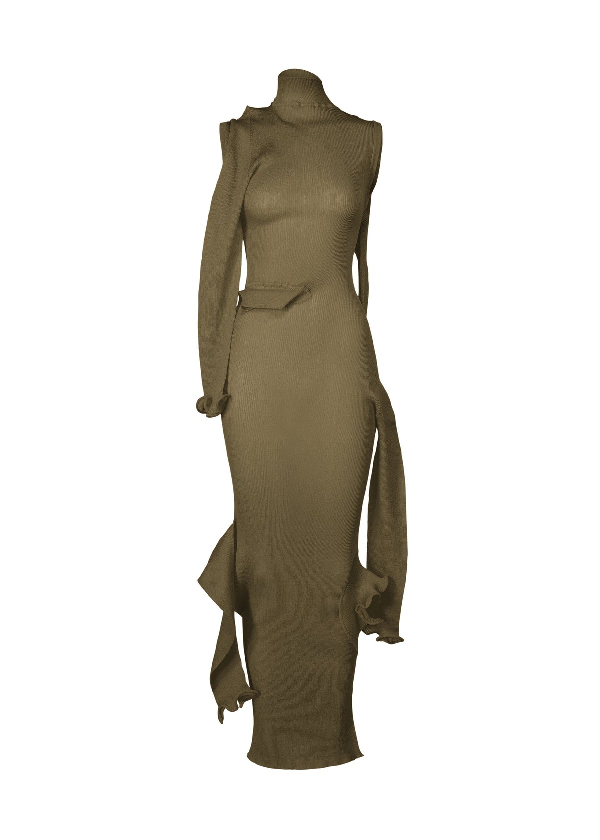 A product shot of the ISSEY MIYAKE ADVENTITIOUS?SLEEVES dress in green (65), recurring_style.