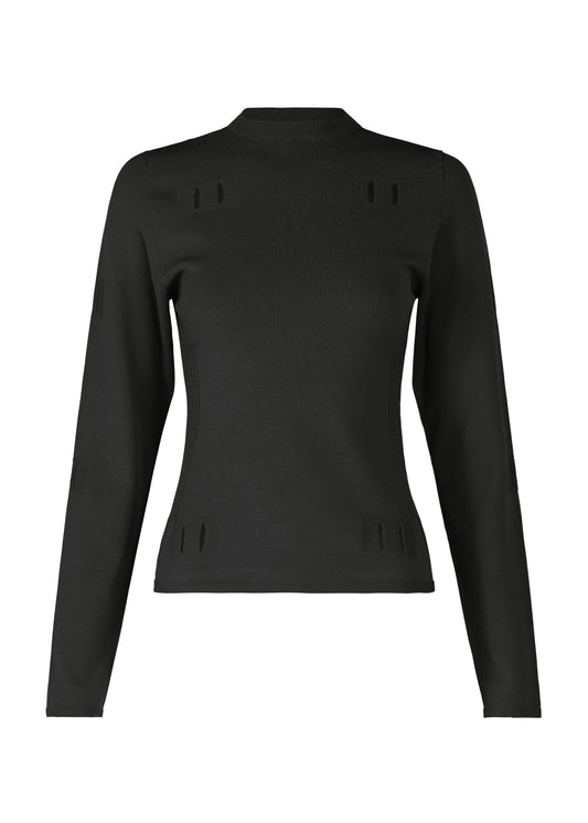 A product shot of the ISSEY MIYAKE BELT LOOP KNIT top in black (15), recurring_style.