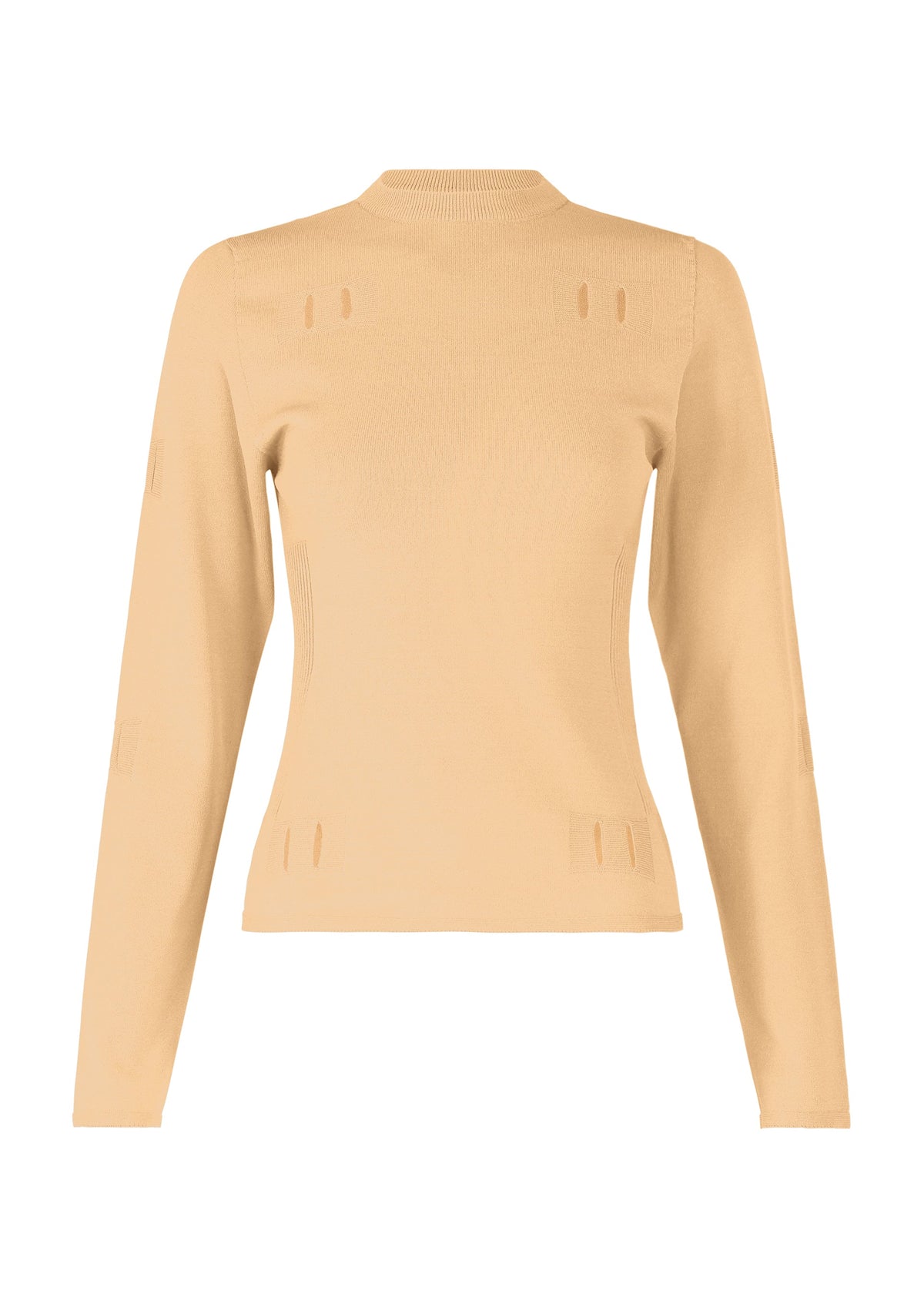 A product shot of the ISSEY MIYAKE BELT LOOP KNIT top in brown (42), recurring_style.